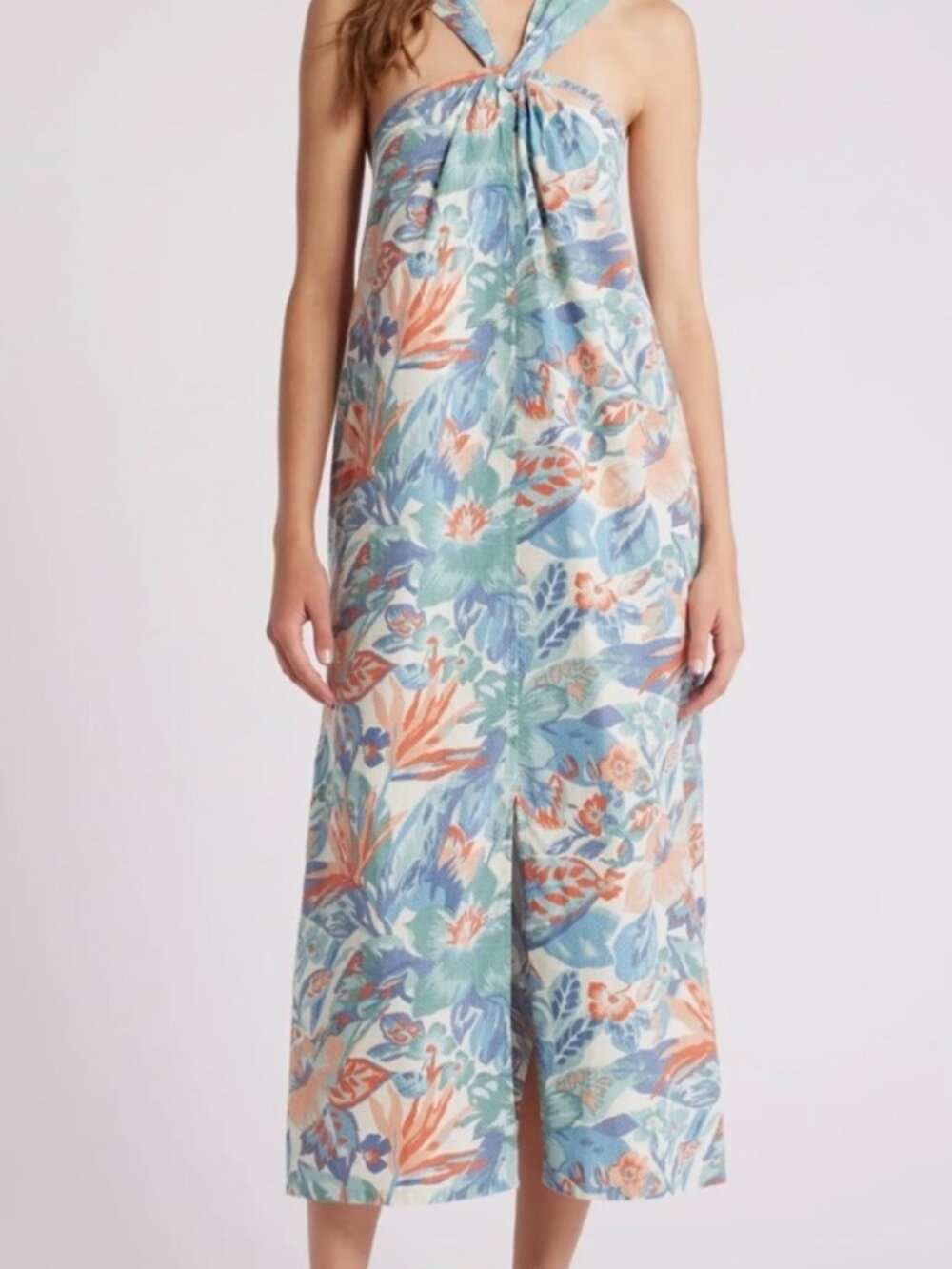 Faherty Bay Twist Seersucker Halter Dress